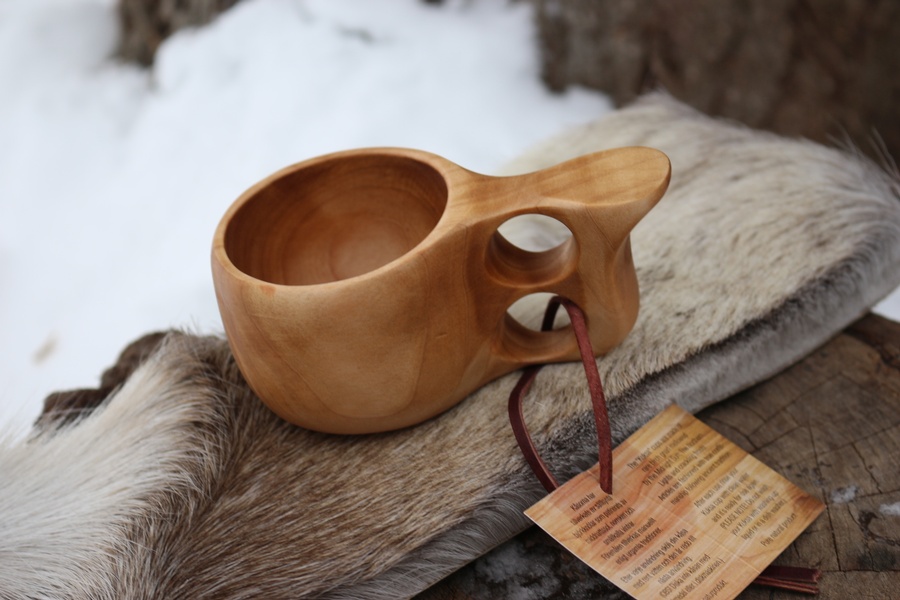 Finnish Lappland Kuksa SMALL Double hole Handle