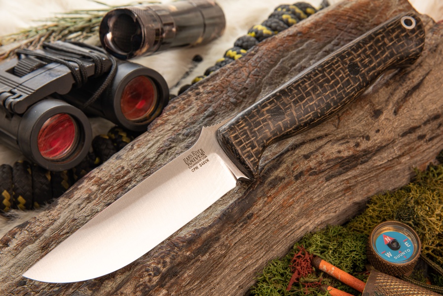 Barkriver Gunny CPM S45VN Smoke Burlap Black Pins Ramped photo