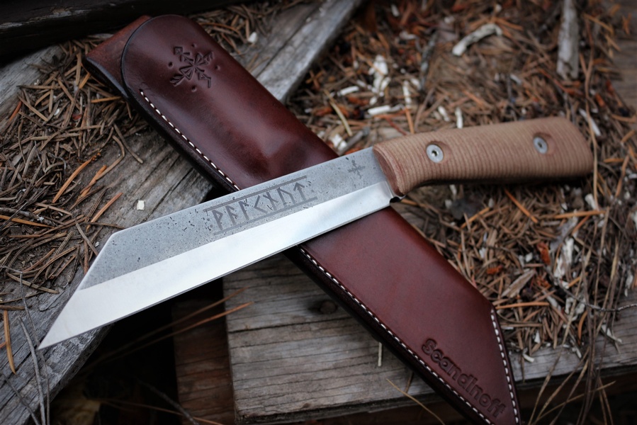 Scandinoff Valknut New Age Seax Brown Micarta photo