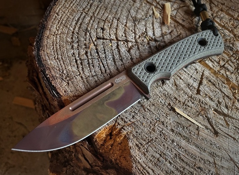 TRC Knives K1S Elmax Green Micarta APOC finish #1795 photo