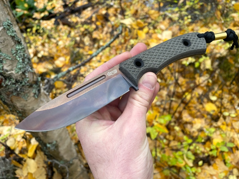 TRC Knives K1S Elmax Green Micarta APOC finish #1763 photo