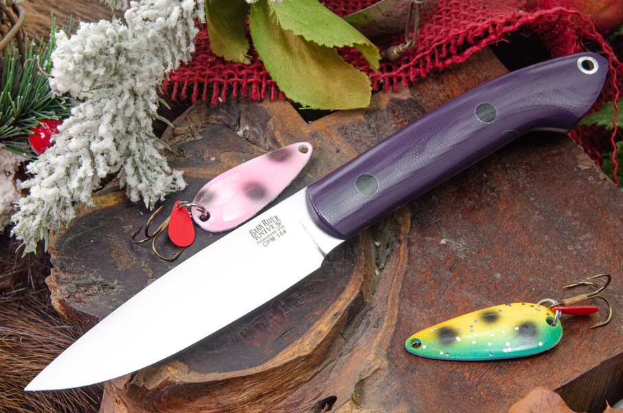 Barkriver Knives Bird and Trout CPM154 Purple G10 Black Pins photo
