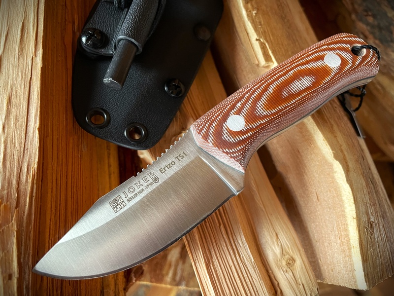 Joker Erizo Red Brown Micarta with Firesteel Kydex Sheath
