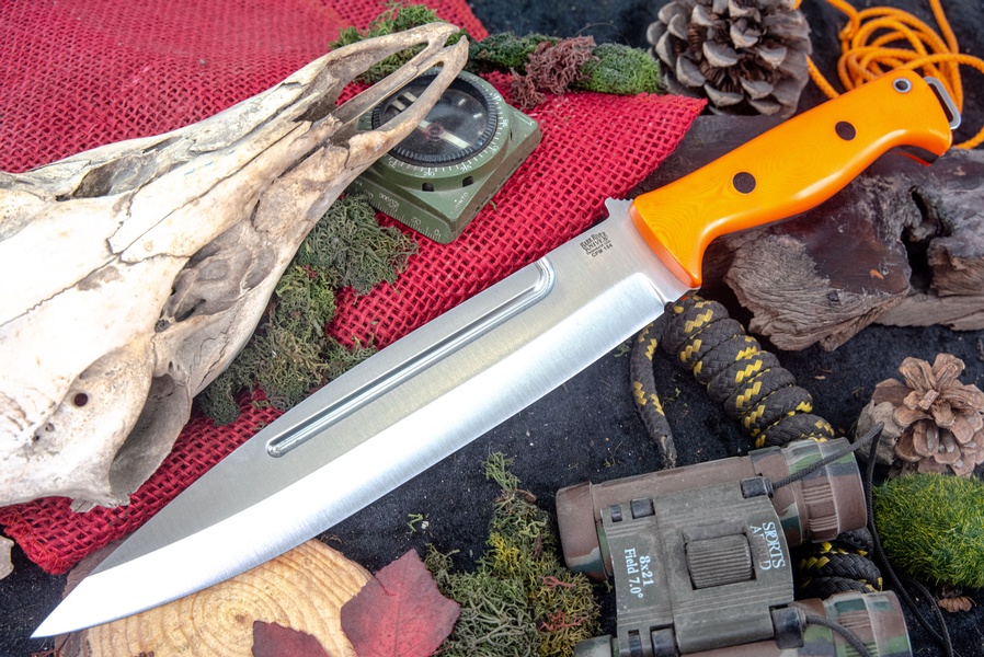 Barkriver Knives Pig Sticker CPM 154 Blaze Orange G10 Black Pins