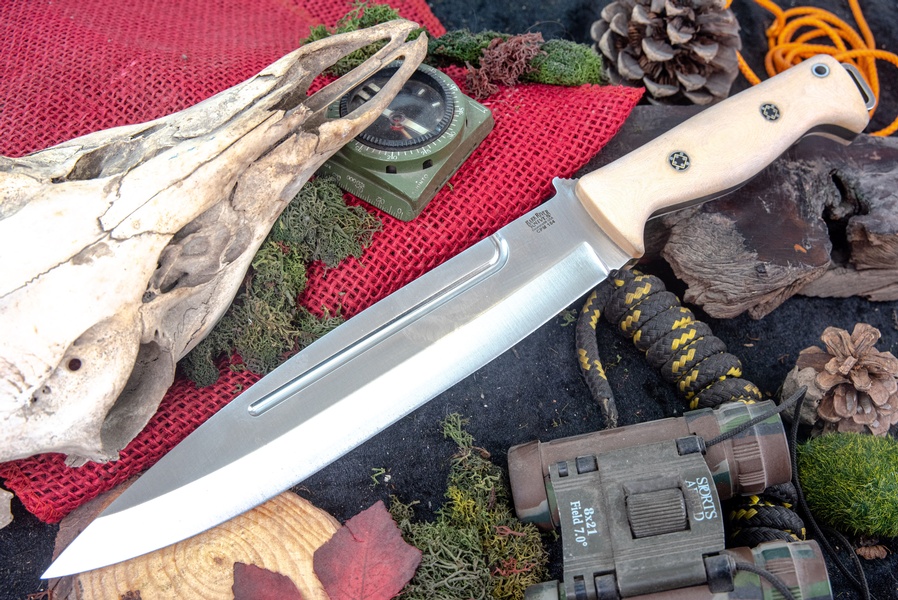 Barkriver Knives Pig Sticker CPM 154 Antique Bone Linen Mosaics