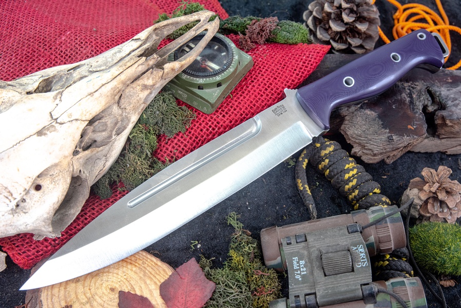 Barkriver Knives Pig Sticker CPM 154 Purple G10 Black liner Hollow Pins