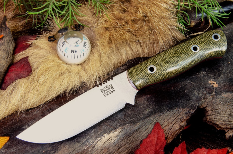 Barkriver Bravo Necker 2 S45VN Green Canvas red liner Hollow Pins