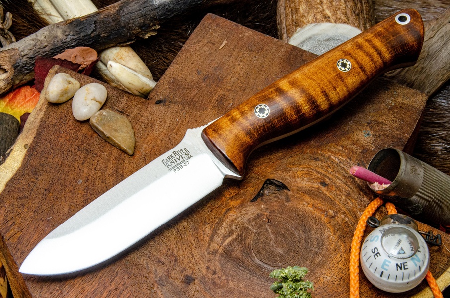 Barkriver Gunny PSB-27 Dark Curly Maple #2 Spear Point photo