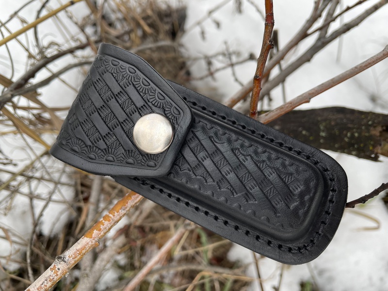 Black Leather Folding Knife Pouch 