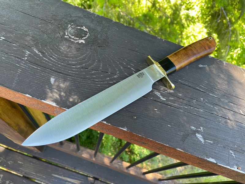 Barkriver Knives Mike Stewart Bowie A2 Dark Curly Maple #1 photo
