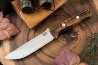 Barkriver knives Bravo 1.25 LT 3V Dark Curly Maple, Red Liners Ramped photo