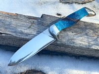 Samuel B Dallaire Camping Knife Magnacut (Blue&White Resin with Honeycomb) photo