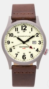 Momentum Wayfinder GMT White face Brown Leather Strap 40mm Photo